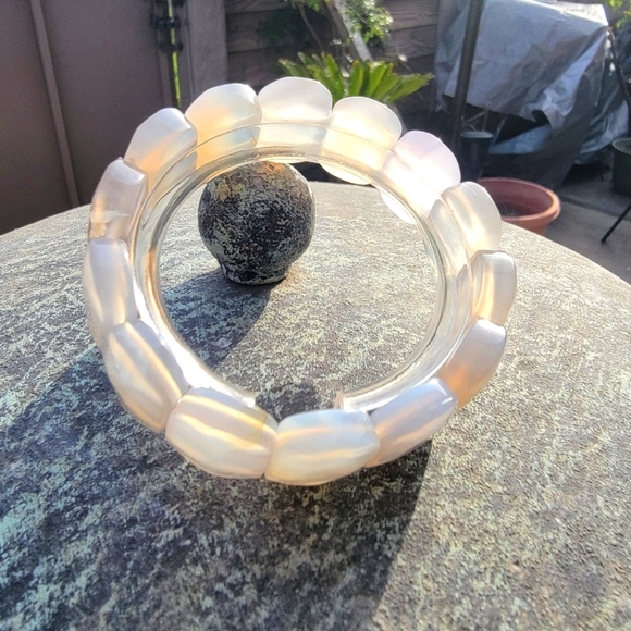 20x15mm White Agate Natural Gemstone Stone Beaded Bead Stretch Bracelet Unisex - Picture 5 of 7